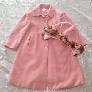 Lesy Pink Wool Coat with Detachable Hood